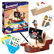 Load image into Gallery viewer, Buildeez! The Sea Skull Pirate Ship Wooden Model Set
