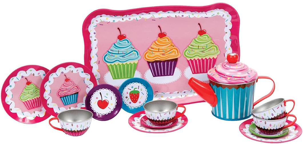 Schylling 15 piece Childrens Cupcake Tin Tea Set