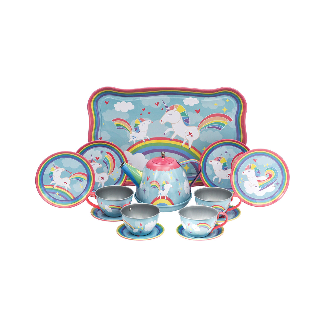 Schylling 15 piece Childrens Unicorn Tin Tea Set